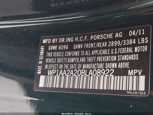 2011 PORSCHE CAYENNE WP1AA2A20BLA08922 Photo 8