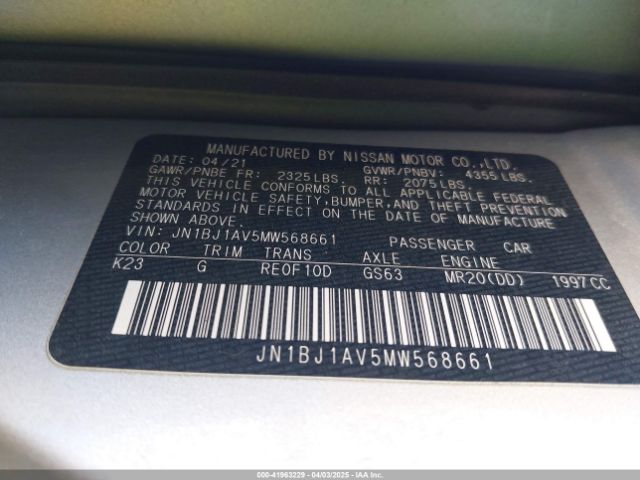JN1BJ1AV5MW568661 Nissan Rogue Sport S Fwd Xtronic Cvt