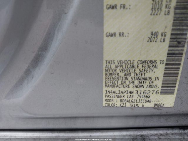 1N4AL3AP1HN316276 Nissan Altima 2.5 S