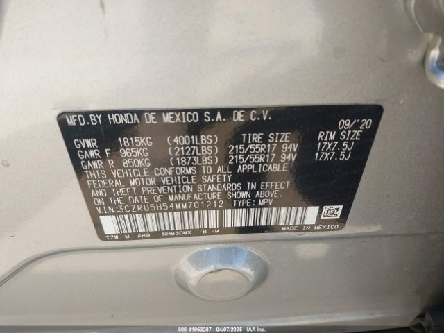 2021 HONDA HR-V 3CZRU5H54MM701212 Photo 8