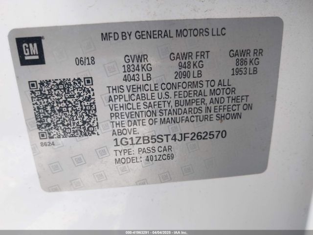 1G1ZB5ST4JF262570 Chevrolet Malibu 1ls