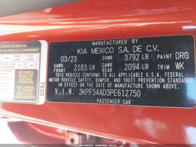3KPF54AD3PE612750 KIA Forte Gt-line