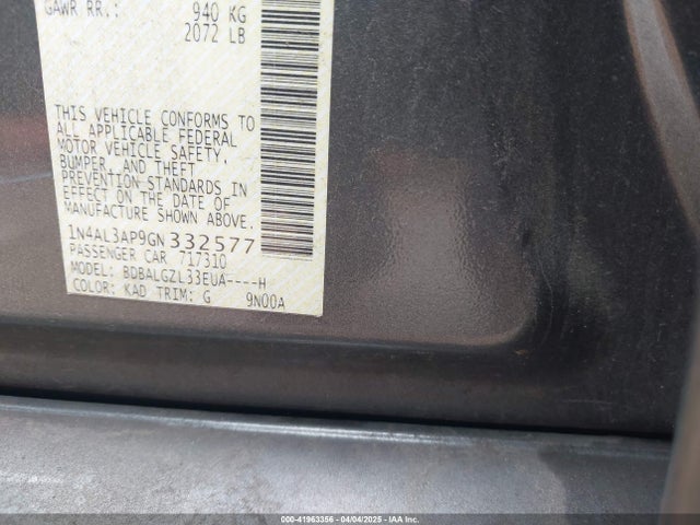 1N4AL3AP9GN332577 Nissan Altima 2.5 S