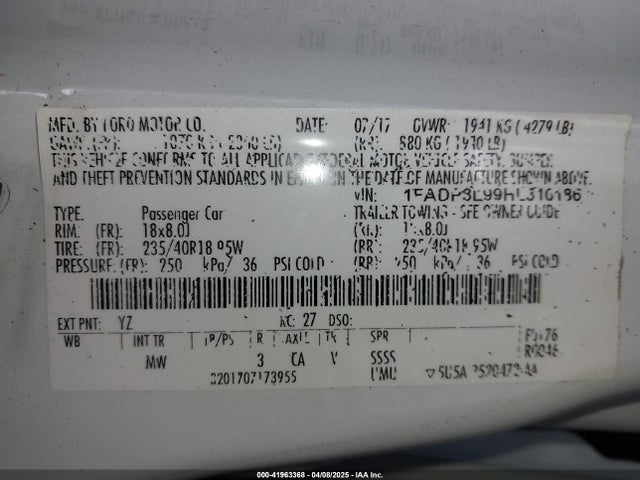 1FADP3L99HL310186 Ford FOCUS ST