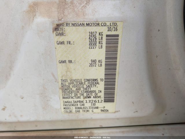1N4AL3AP8HC132612 Nissan Altima 2.5 Sl