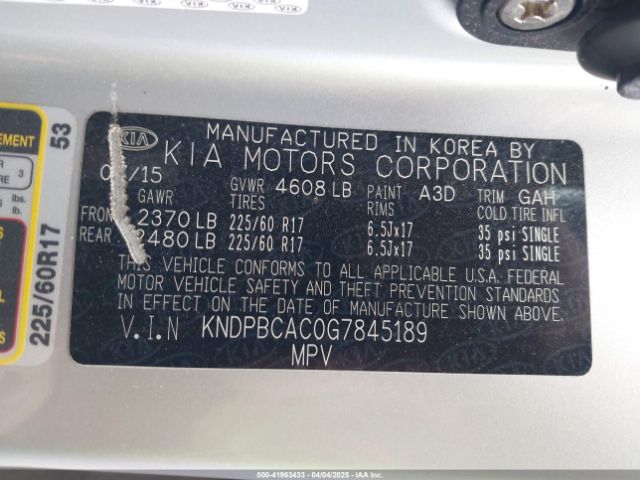 KNDPBCAC0G7845189 KIA Sportage Lx