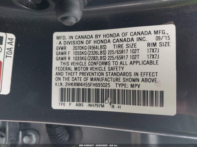 2HKRM4H55FH695025 Honda CR-V EX