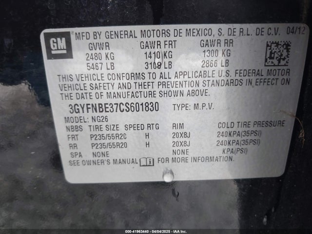 2012 CADILLAC SRX 3GYFNBE37CS601830 Photo 8