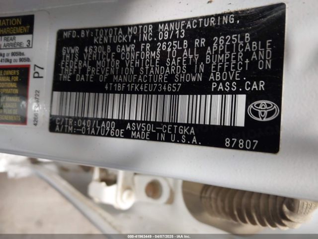 4T1BF1FK4EU734657 Toyota CAMRY XLE