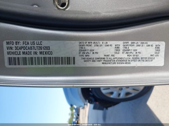 3C4PDCAB7LT261203 Dodge Journey Se Value