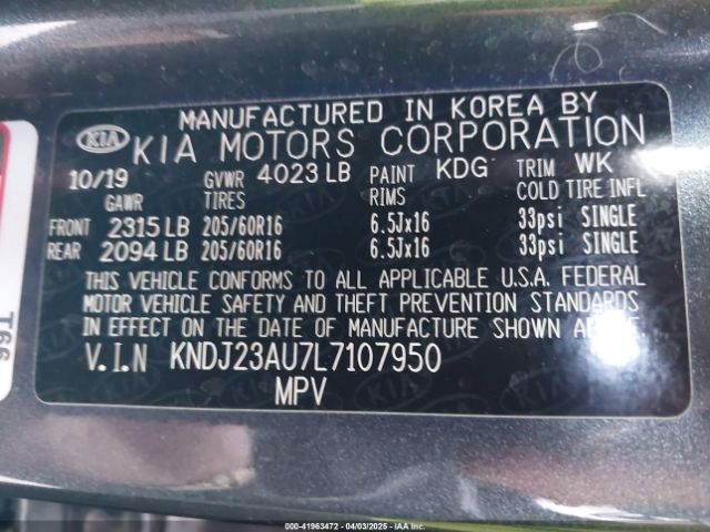 KNDJ23AU7L7107950 KIA SOUL LX