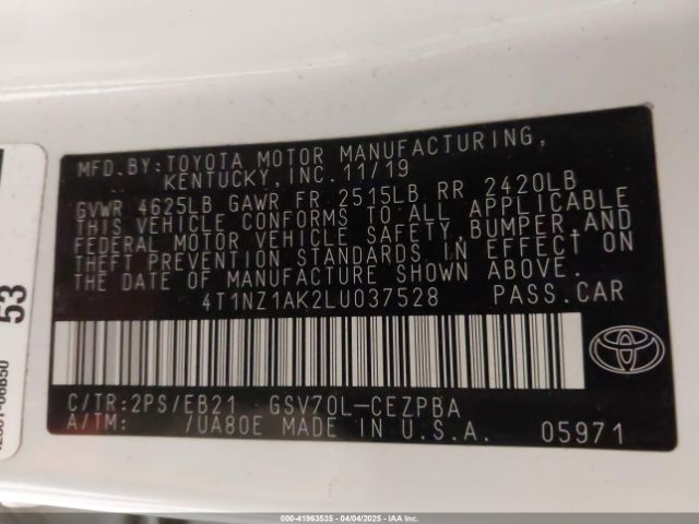 4T1NZ1AK2LU037528 Toyota CAMRY TRD