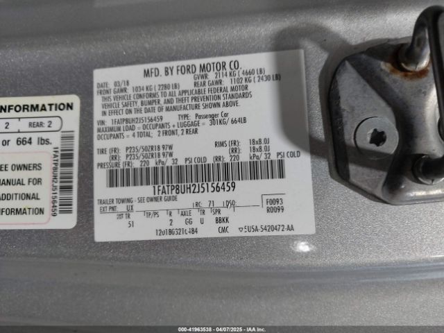 1FATP8UH2J5156459 Ford Mustang Ecoboost Premium