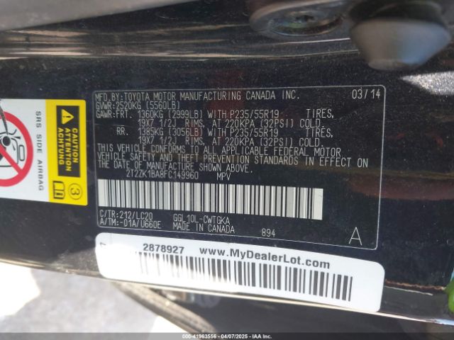 2T2ZK1BA8FC149960 Lexus RX 350