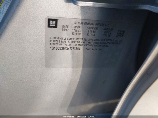1G1BC5SM0H7273884 Chevrolet Cruze Ls Auto