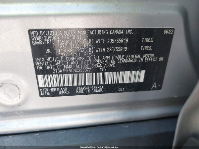 2T3A1RFV0NC293377 Toyota Rav4 Xle Premium