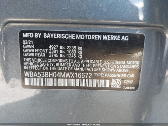 2021 BMW 530I WBA53BH04MWX16672 Photo 8