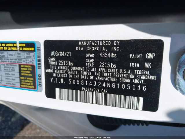 2022 KIA K5 5XXG14J24NG105116 Photo 8