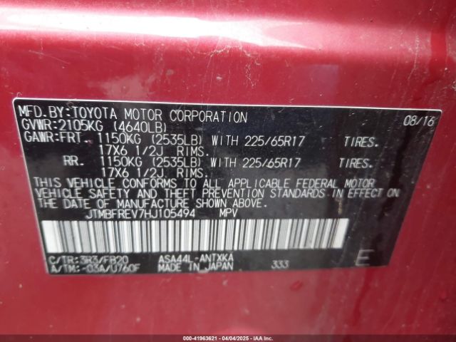 JTMBFREV7HJ105494 Toyota RAV4 LE