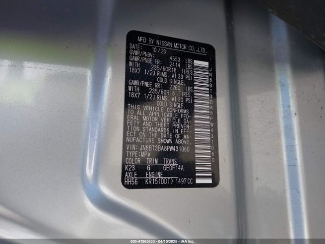 JN8BT3BA8PW431060 Nissan Rogue Sv Fwd