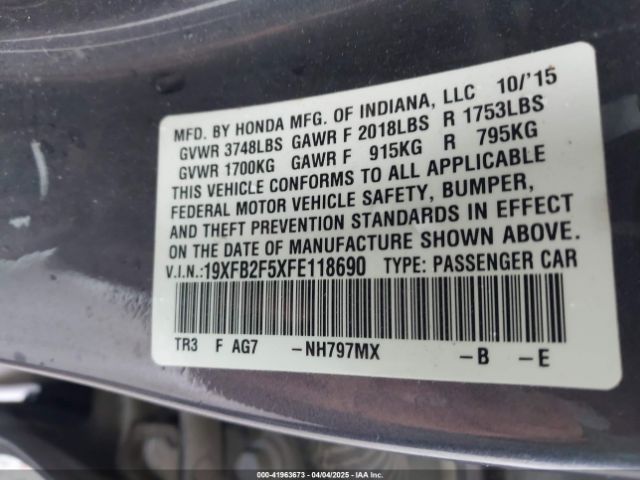 19XFB2F5XFE118690 Honda Civic Lx