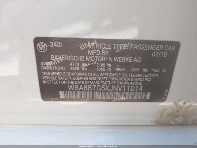 WBA8B7G5XJNV11014 BMW 340i Xdrive