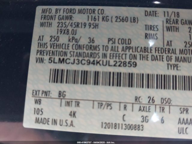 2019 LINCOLN MKC 5LMCJ3C94KUL22859 Photo 8