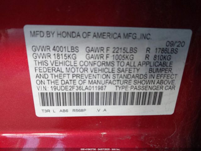 2020 ACURA ILX 19UDE2F36LA011987 Photo 8