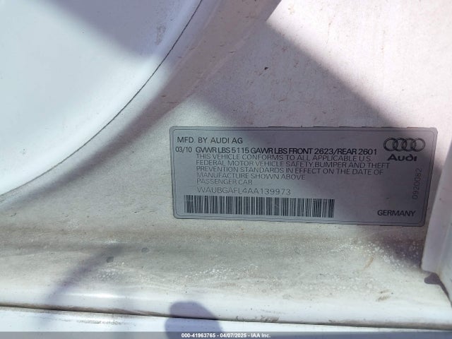 2010 AUDI S4 WAUBGAFL4AA139973 Photo 8