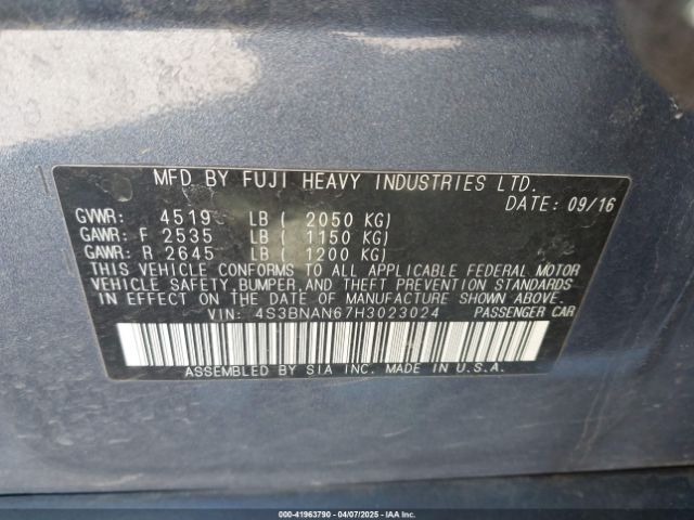 4S3BNAN67H3023024 Subaru Legacy 2.5i Limited