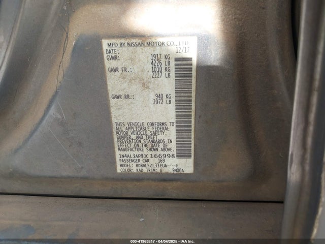 1N4AL3AP9JC166998 Nissan Altima 2.5 S
