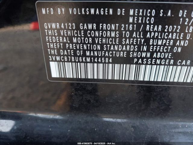 3VWCB7BU6KM144584 Volkswagen Jetta 1.4t R-line/1.4t S/1.4t Se