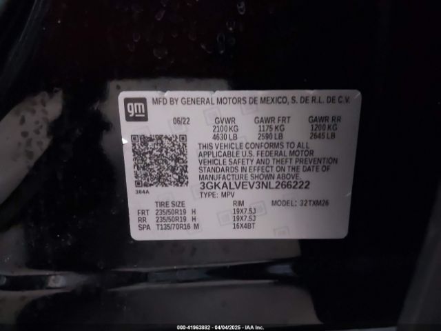 3GKALVEV3NL266222 GMC Terrain Awd Slt