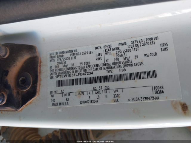 2020 FORD F-150 1FTEW1E51LFB47234 Photo 8
