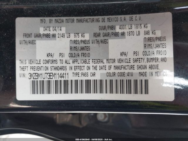 3MZBM1U73EM114411 Mazda Mazda3 I Sport