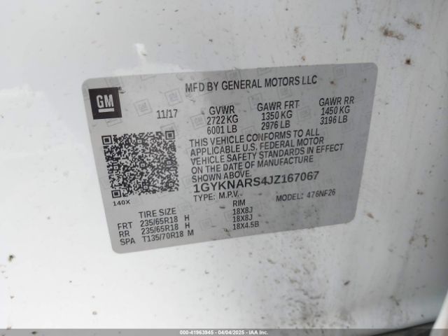 1GYKNARS4JZ167067 Cadillac Xt5 Standard