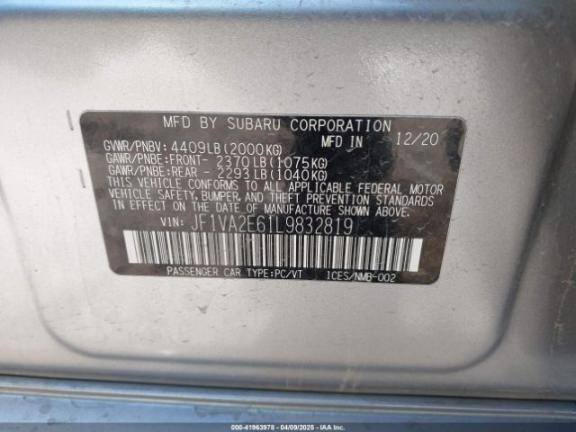 JF1VA2E61L9832819 Subaru Wrx Sti
