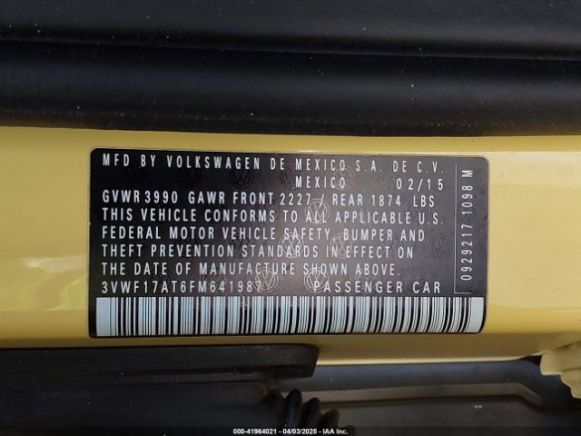 3VWF17AT6FM641987 Volkswagen Beetle 1.8t Fleet Edition