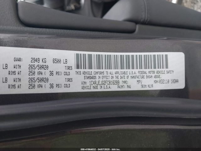 1C4RJEJG2FC816289 Jeep Grand Cherokee Summit