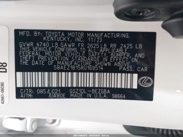 58AEZ1B15RU169514 Lexus Es 350 Luxury