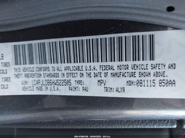 1C4PJLDB6HW522505 Jeep Cherokee Limited Fwd