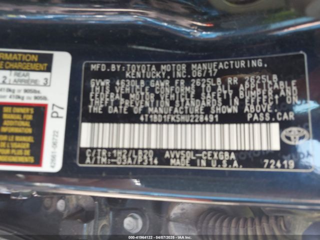 4T1BD1FK5HU228491 Toyota Camry Hybrid Xle