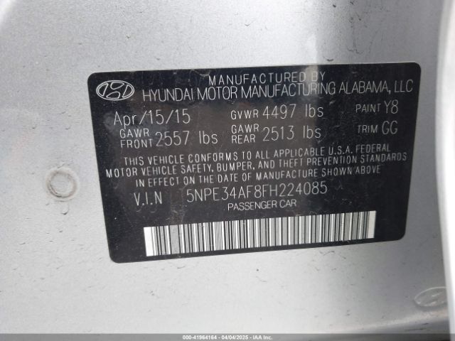 5NPE34AF8FH224085 Hyundai Sonata Sport