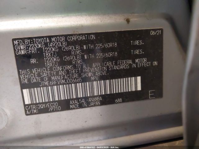 JTME6RFV9MJ006665 Toyota Rav4 Hybrid Xse