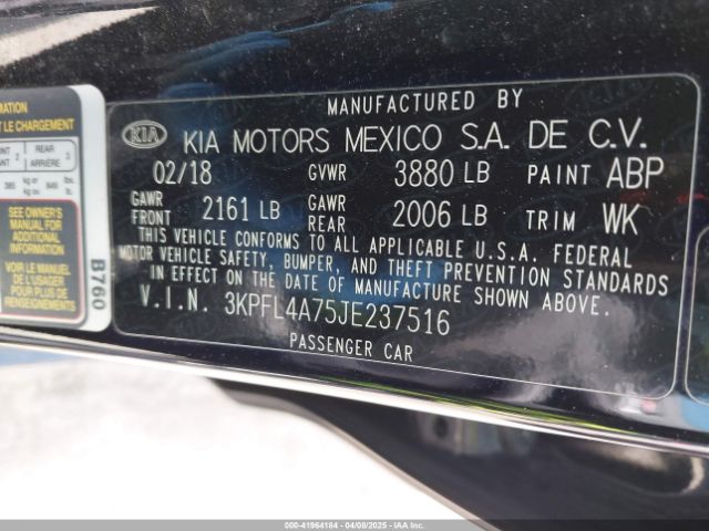 3KPFL4A75JE237516 KIA FORTE LX