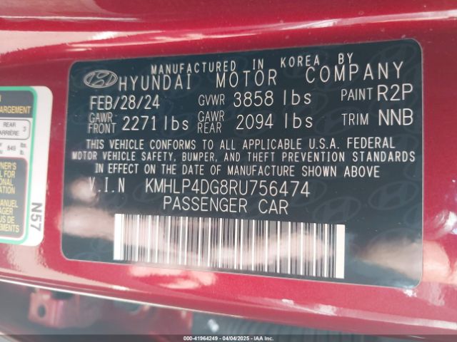 KMHLP4DG8RU756474 Hyundai Elantra Limited