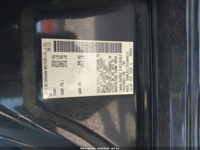 1N4AL3AP8EC141662 Nissan Altima 2.5 S