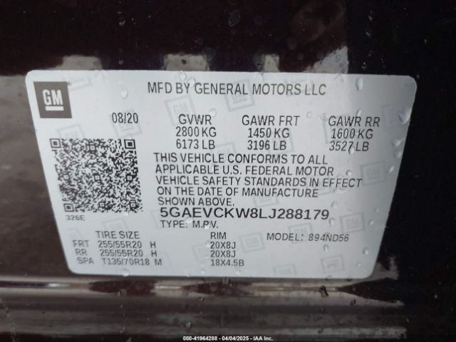 2020 BUICK ENCLAVE 5GAEVCKW8LJ288179 Photo 8