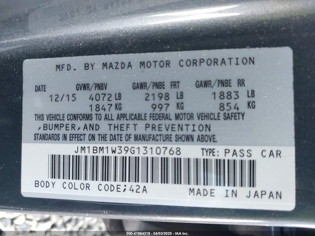 JM1BM1W39G1310768 Mazda Mazda3 S Touring