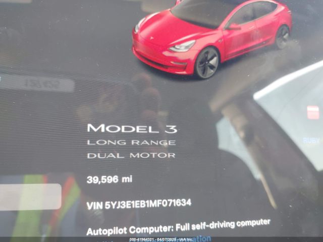 5YJ3E1EB1MF071634 Tesla Model 3 Long Range Dual Motor All-wheel Drive